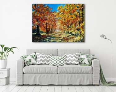 Őszi erdő, ösvénnyel (olajfestmény reprodukció) (vászonkép) - vászonkép, falikép otthonra és irodába