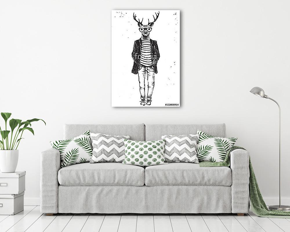 Szarvas hipster stílusban egész alakos - vászonkép, falikép vásárlás Szarvas hipster stílusban egész alakos (vászonkép) - vászonkép, falikép otthonra és irodába