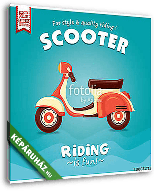 Vintage Scooter retro plakát - kék - vászonkép 3D látványterv