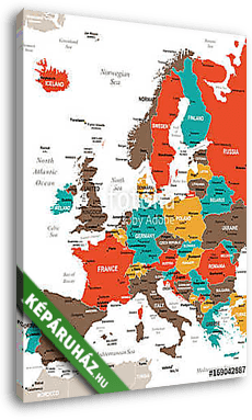 Európa térkép - vektoros illusztráció - vászonkép 3D látványterv