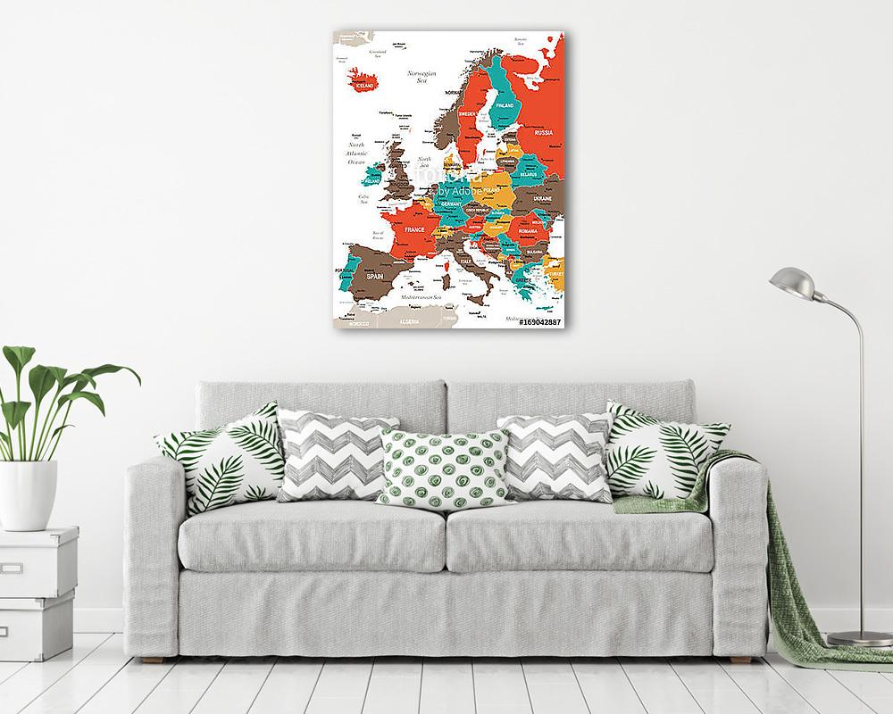 Európa térkép - vektoros illusztráció (vászonkép) - vászonkép, falikép otthonra és irodába