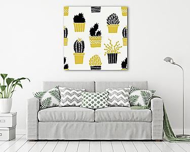 Hand Drawn Cactus Pattern (vászonkép) - vászonkép, falikép otthonra és irodába