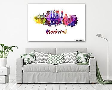 Montreal skyline in watercolor splatters (vászonkép) - vászonkép, falikép otthonra és irodába
