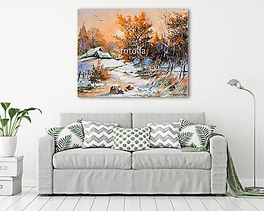 Rural winter landscape (vászonkép) - vászonkép, falikép otthonra és irodába