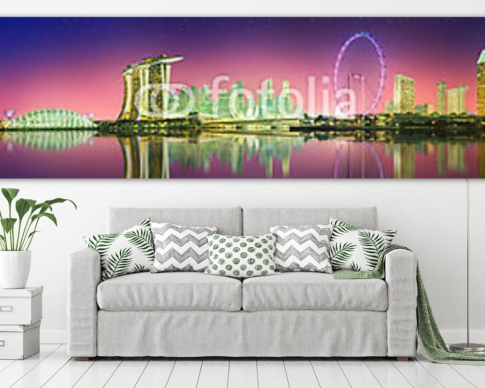 Szingapúr Skyline és kilátás Marina Bayre (fotótapéta) - vászonkép, falikép otthonra és irodába