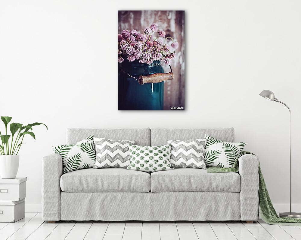 milk can, and a bouquet (bögre) - vászonkép, falikép otthonra és irodába