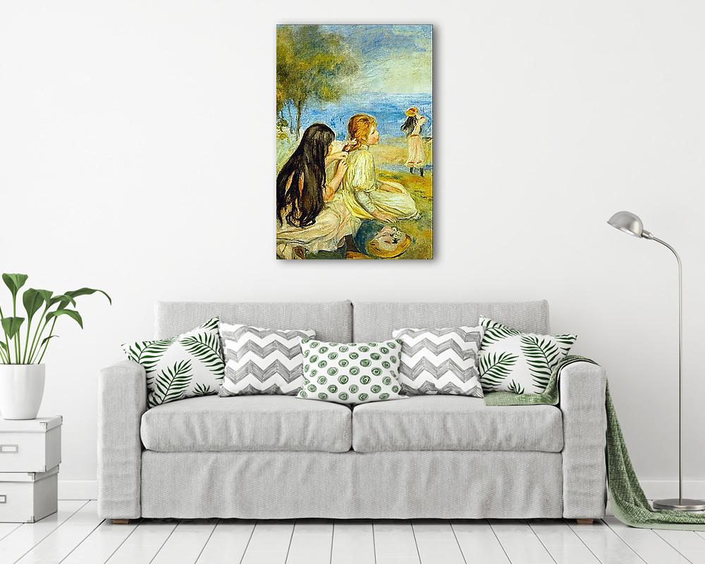 Lányok a  tengerparton (többrészes kép) - vászonkép, falikép otthonra és irodába