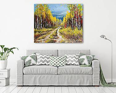 Őszi erdőn áthaladó út (olajfestmény reprodukció) (vászonkép) - vászonkép, falikép otthonra és irodába
