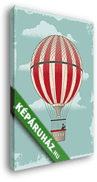 Piros-fehér retro hőlégballon - vászonkép 3D látványterv