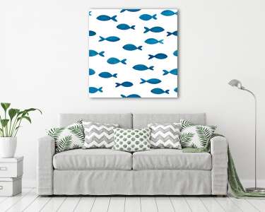 Kék halak tapétaminta (vászonkép) - vászonkép, falikép otthonra és irodába