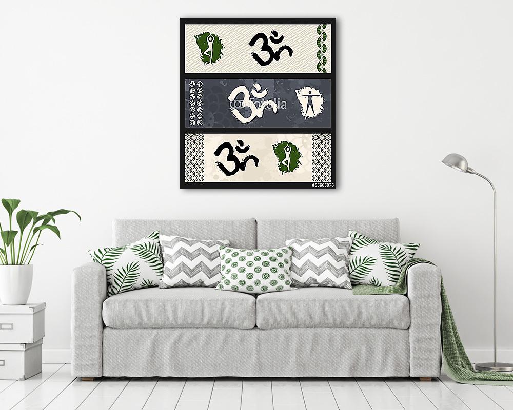 Emberi forma edzés Om jel jóga illusztráció. (vászonkép) - vászonkép, falikép otthonra és irodába