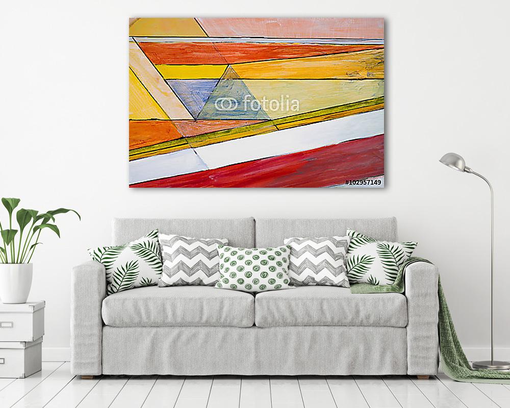 Egy absztrakt festmény részlete; színes ék, vékony pai (többrészes kép) - vászonkép, falikép otthonra és irodába