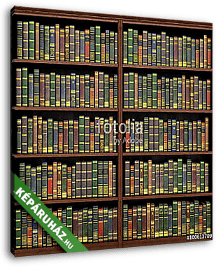 Bookshelf full of books background. Old library. - vászonkép 3D látványterv