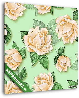 Floral seamless pattern. Watercolor background with yellow roses - vászonkép 3D látványterv