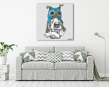 The poster with the image of the dog Basset Hound in the Owl chu (vászonkép) - vászonkép, falikép otthonra és irodába