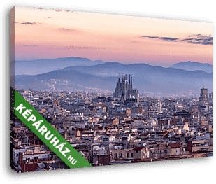 Sagrada Familia and panorama view of barcelona city,Spain - vászonkép 3D látványterv