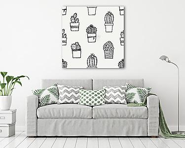 Hand Drawn Cactus Pattern (vászonkép) - vászonkép, falikép otthonra és irodába