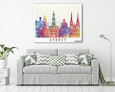 Sydney landmarks watercolor poster (vászonkép) - vászonkép, falikép otthonra és irodába