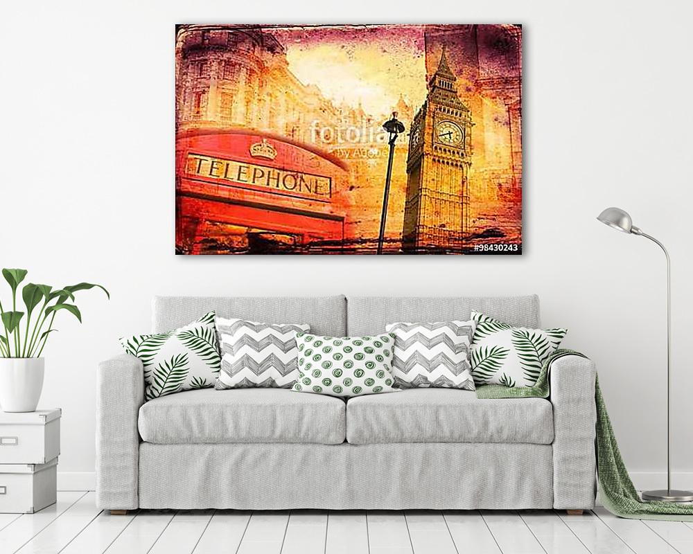 London art design illustration (keretezett kép) - vászonkép, falikép otthonra és irodába