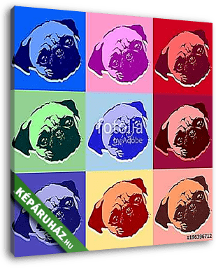 Pug Puppy Dog PopArt Vector - vászonkép 3D látványterv