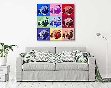 Pug Puppy Dog PopArt Vector (vászonkép) - vászonkép, falikép otthonra és irodába