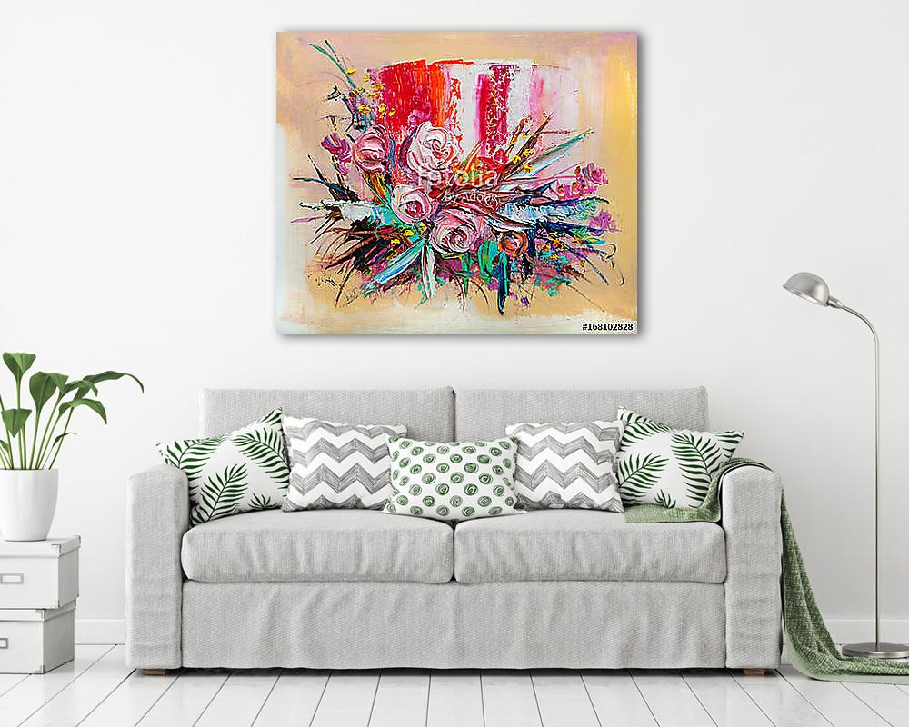 Rózsacsokor festmény - vászonkép, falikép vásárlás Rózsacsokor festmény (poszter) - vászonkép, falikép otthonra és irodába