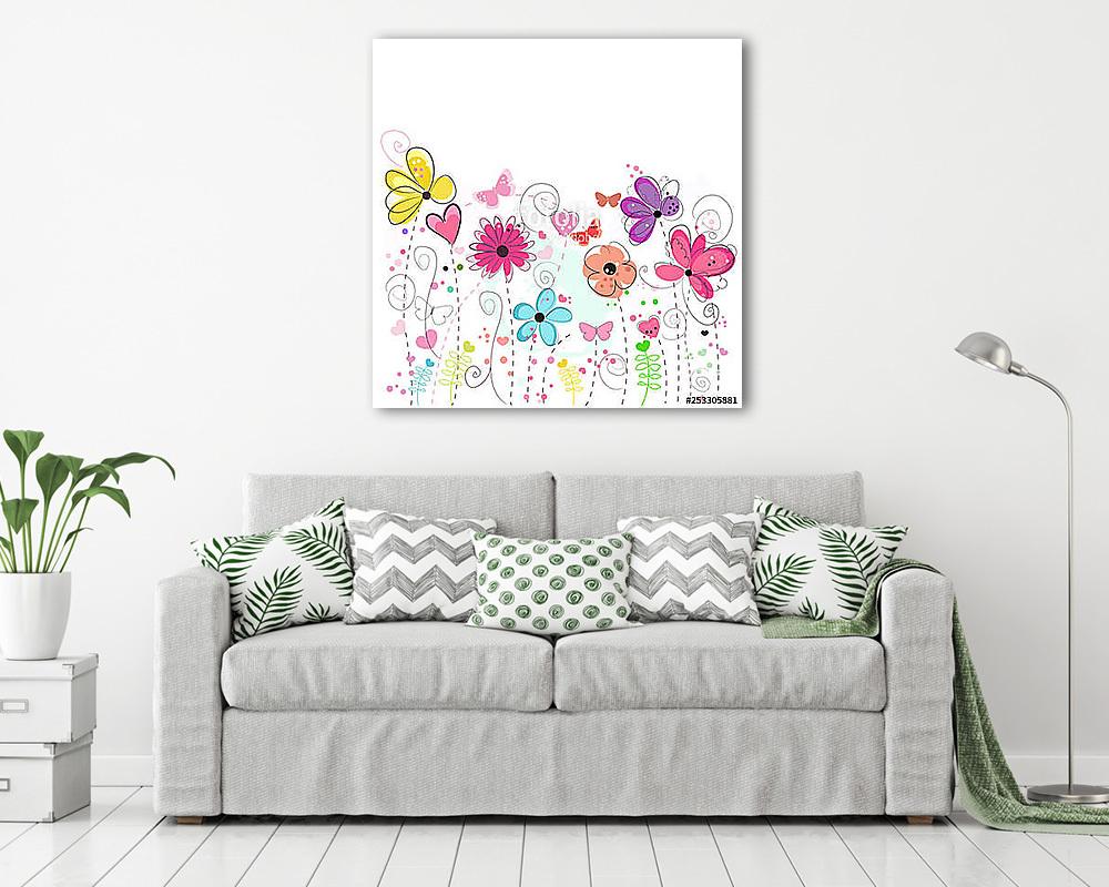 Élénk színű virágok tapétacsík - vászonkép, falikép vásárlás Élénk színű virágok tapétacsík (vászonkép) - vászonkép, falikép otthonra és irodába