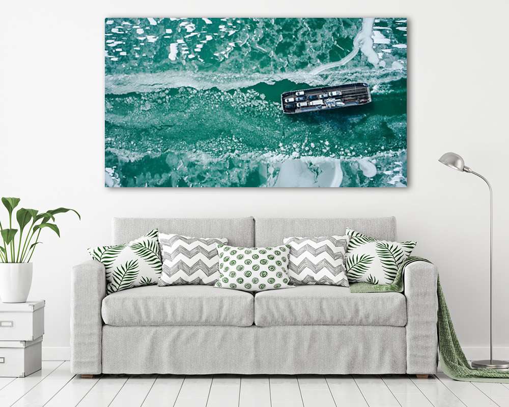 Balatoni komp, autókkal a befagyott tavon (vászonkép) - vászonkép, falikép otthonra és irodába