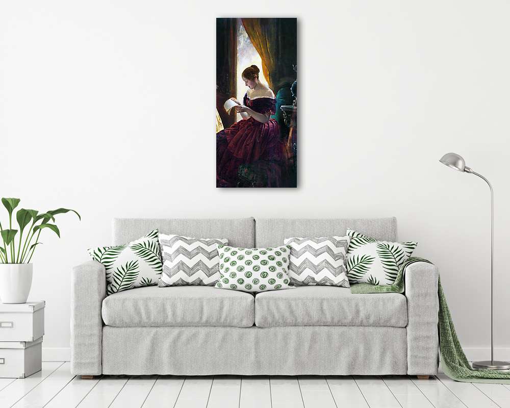 Levelet olvasó hölgy (színverzió 1) (bögre) - vászonkép, falikép otthonra és irodába