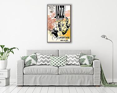 Jazz plakát gitárral (vászonkép) - vászonkép, falikép otthonra és irodába