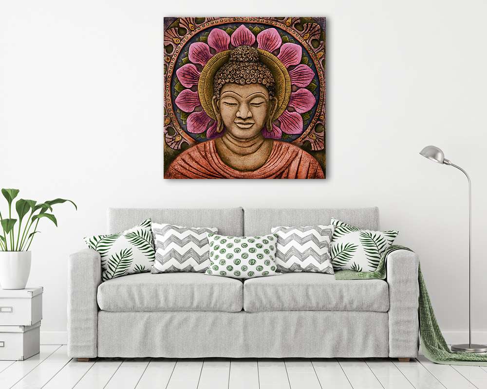 Színes Buddha Relief (fotótapéta) - vászonkép, falikép otthonra és irodába