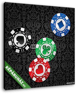 négy póker zseton - vászonkép 3D látványterv