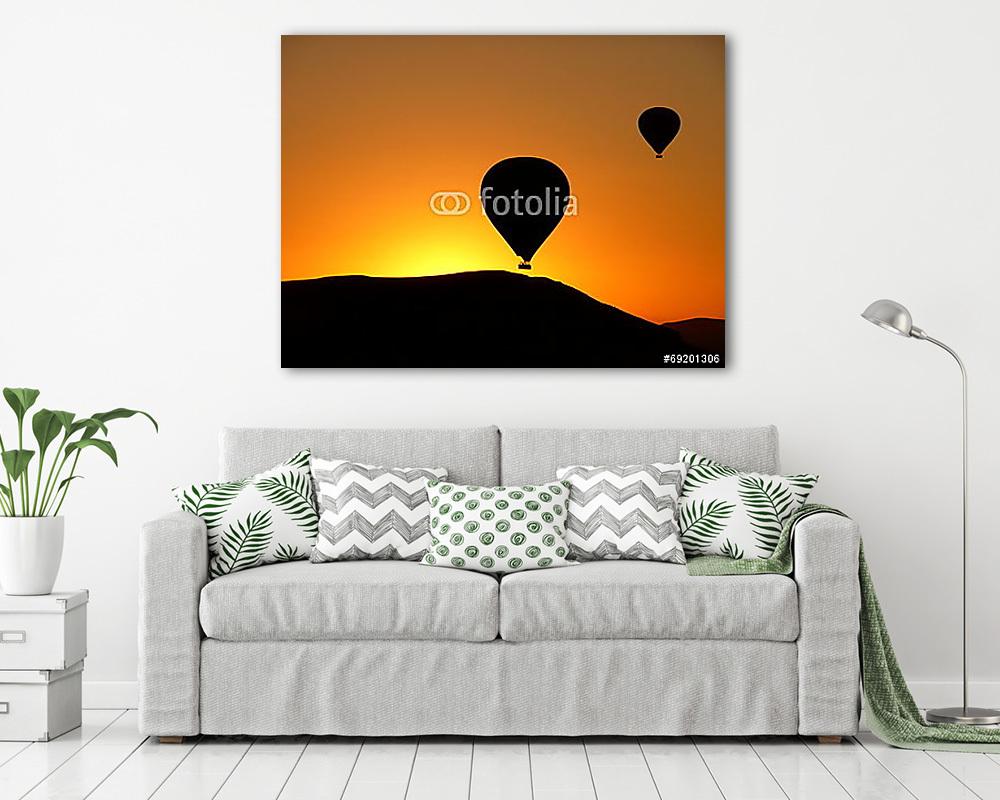Páros hőlégballon sziluette (többrészes kép) - vászonkép, falikép otthonra és irodába