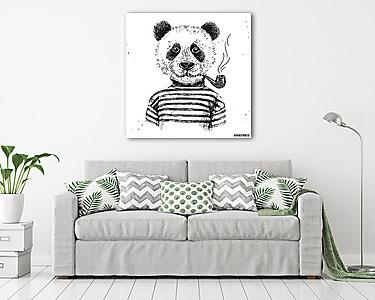 Kézzel húzott ábra hipster panda (vászonkép) - vászonkép, falikép otthonra és irodába