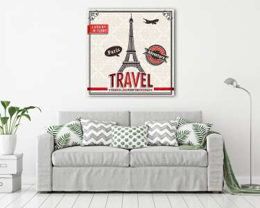 Vintage Paris Travel vakáció plakát (vászonkép) - vászonkép, falikép otthonra és irodába