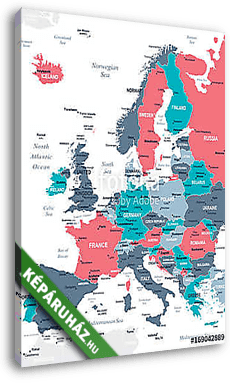 Európa térkép - vektoros illusztráció - vászonkép 3D látványterv
