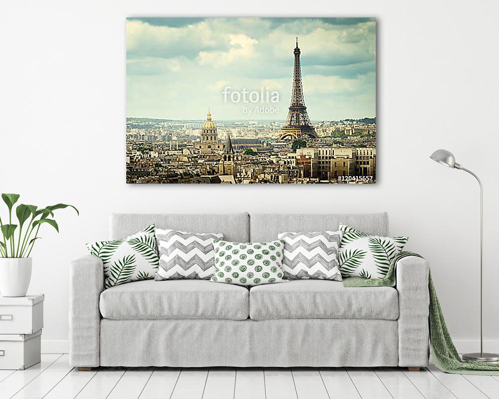 Nézd meg az Eiffel-toronyt, Párizs, Franciaország (fotótapéta) - vászonkép, falikép otthonra és irodába