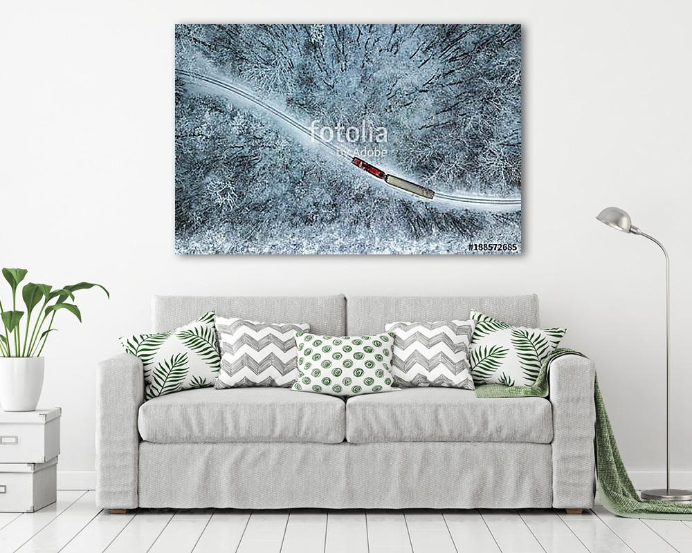 Hegyek között, völgyek között zakatol a vonat (légifotó) (poszter) - vászonkép, falikép otthonra és irodába