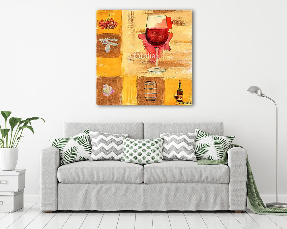 Borospohár, vintage stílusban (vízfesték) (fotótapéta) - vászonkép, falikép otthonra és irodába