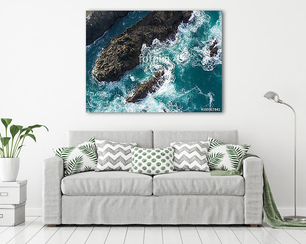 Aerial View of the Pacific Ocean and California Coast (fotótapéta) - vászonkép, falikép otthonra és irodába