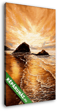 Tengerpart a naplementében festmény - vászonkép 3D látványterv
