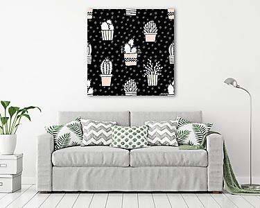 Hand Drawn Cactus Pattern (vászonkép) - vászonkép, falikép otthonra és irodába