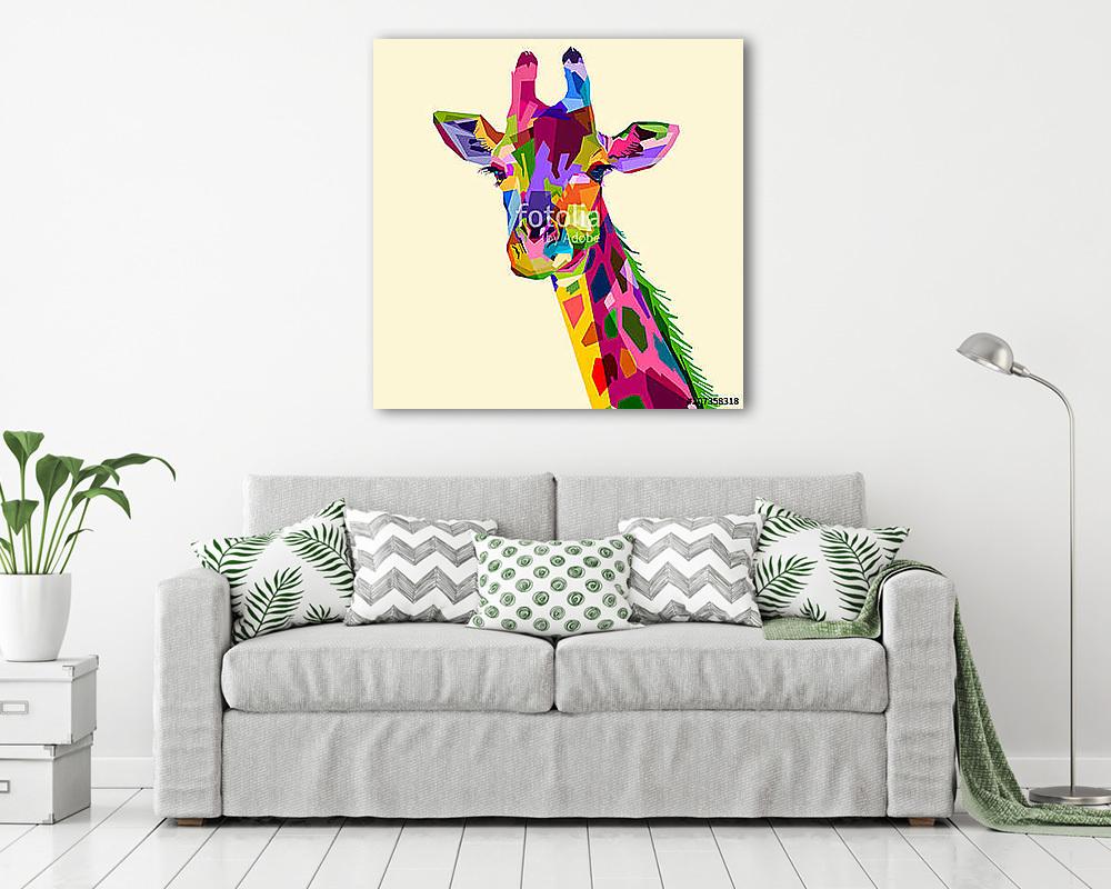 Színes zsiráf illusztráció (többrészes kép) - vászonkép, falikép otthonra és irodába