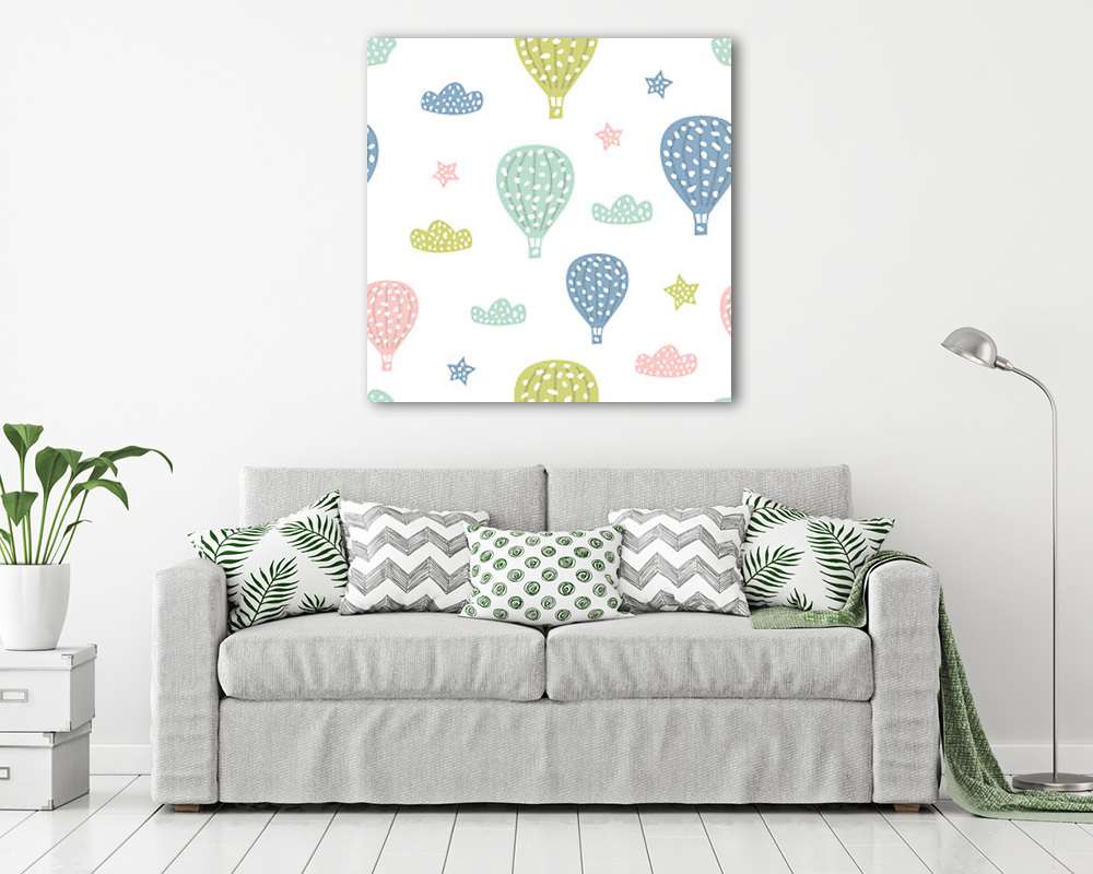 Skandináv stílusú hőlégballonok tapéta minta - vászonkép, falikép vásárlás Skandináv stílusú hőlégballonok tapéta minta (vászonkép) - vászonkép, falikép otthonra és irodába