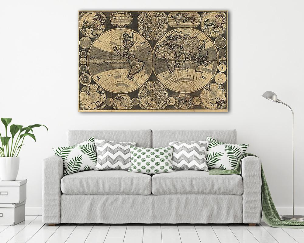 Antik világtérkép - vászonkép, falikép vásárlás Antik világtérkép (vászonkép) - vászonkép, falikép otthonra és irodába
