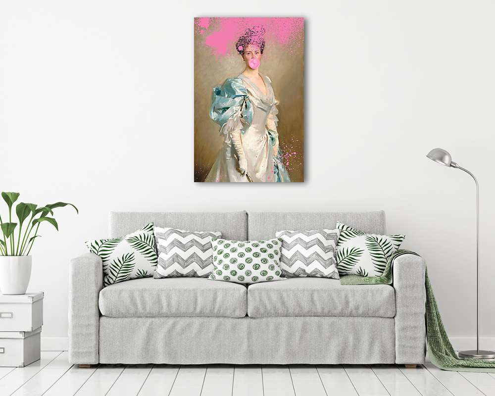 Rágógumizó barokkos nő  (Barokk & Graffiti) (többrészes kép) - vászonkép, falikép otthonra és irodába