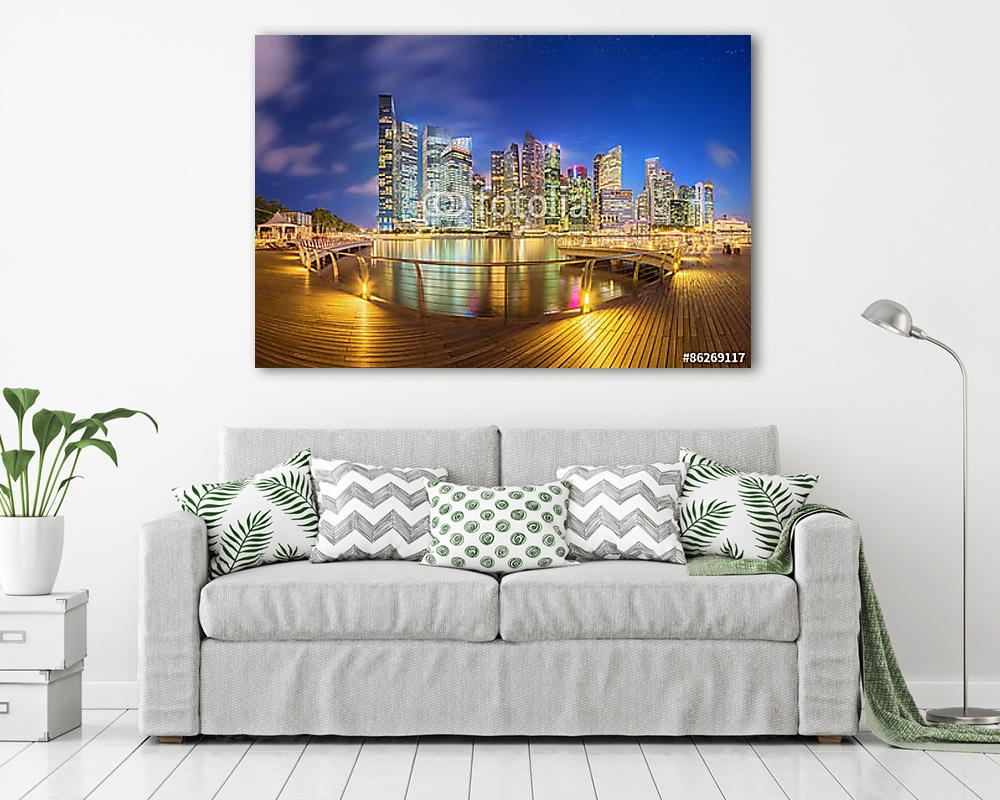 Szingapúr Skyline és kilátás Marina Bayre - vászonkép, falikép vásárlás Szingapúr Skyline és kilátás Marina Bayre (fotótapéta) - vászonkép, falikép otthonra és irodába