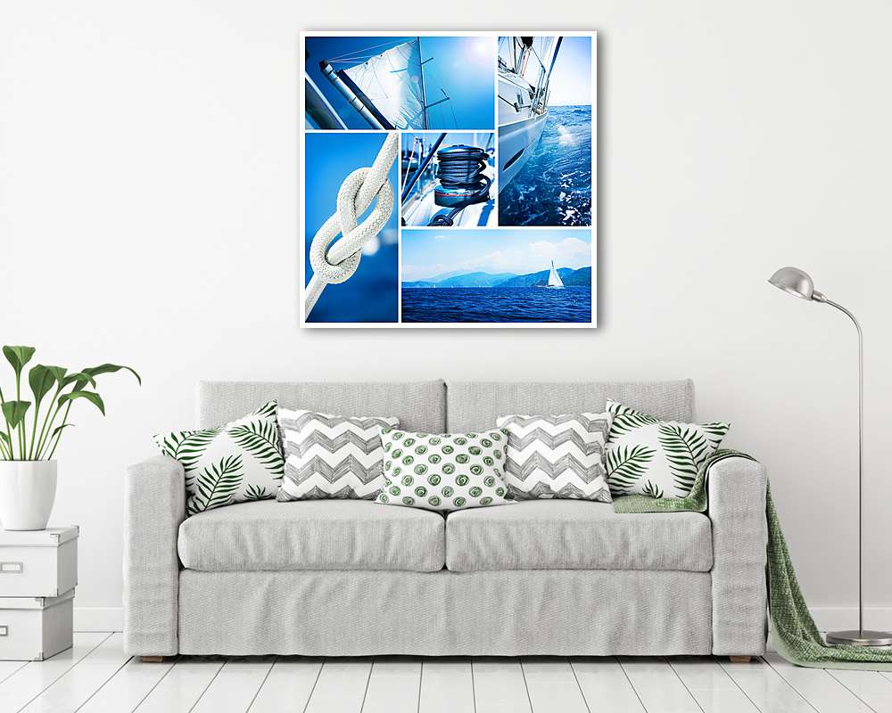 Vitorlázás kollázs - vászonkép, falikép vásárlás Vitorlázás kollázs (bögre) - vászonkép, falikép otthonra és irodába