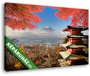 Japán tájkép, távolban a Fuji - vászonkép 3D látványterv