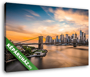 New York City Skyline a Brooklyn-híd felett. - vászonkép 3D látványterv New York City Skyline a Brooklyn-híd felett. - vászonkép 3D látványterv